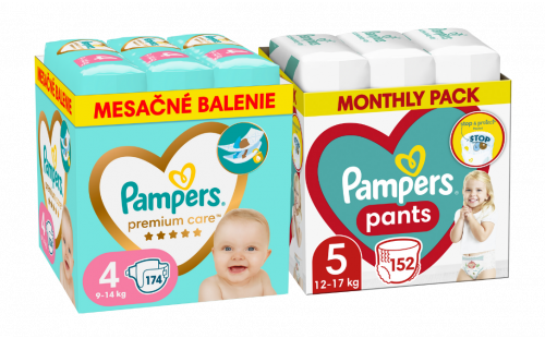 Pampers® premium care™ a Pampers® active baby™ mesačné balenie